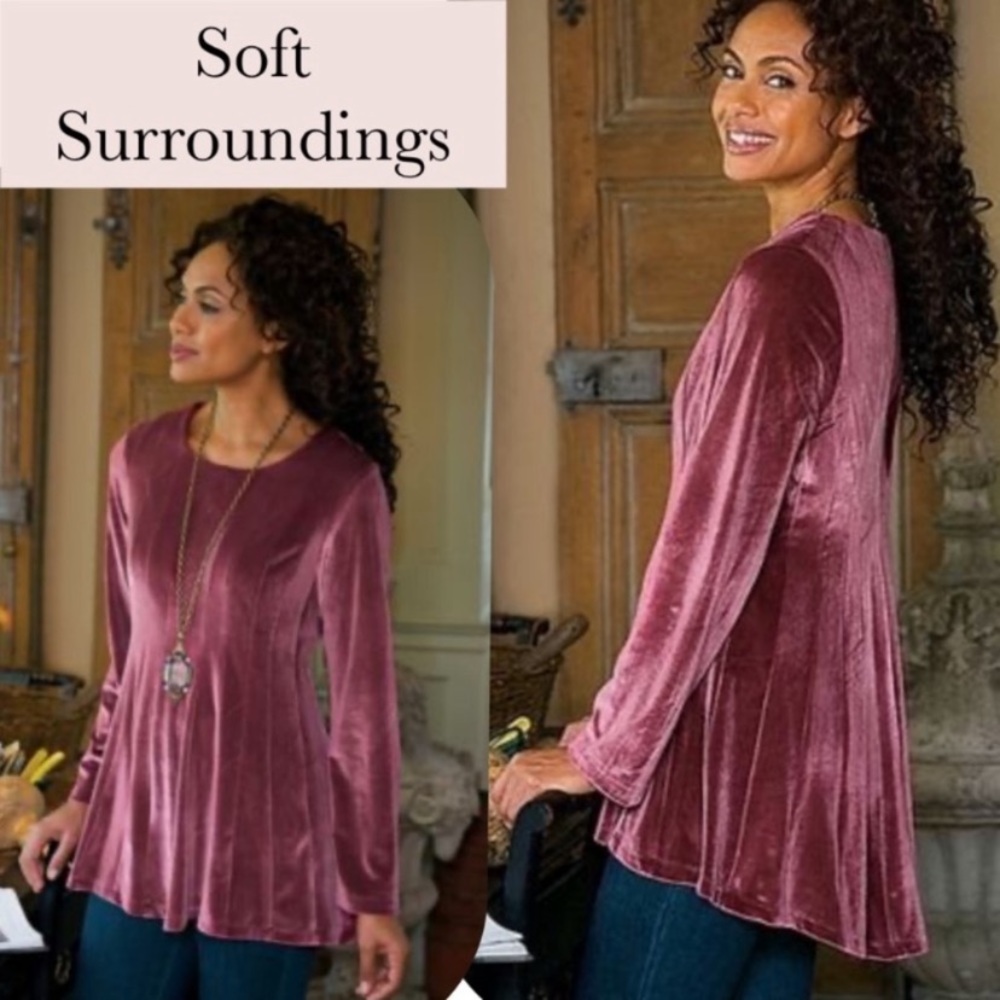 Soft Surroundings Bella Rosa Velvet Top